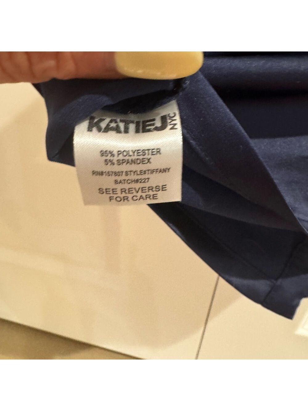 Katie J NYC Navy Satin Blouse - Picture 4 of 4
